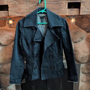 H&M Women's Black Double-Breasted Pea Coat